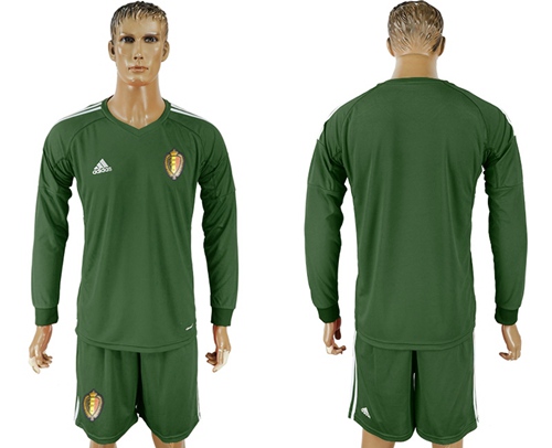 Belgium Blank Army Green Long Sleeves Goalkeeper Soccer Country Jersey